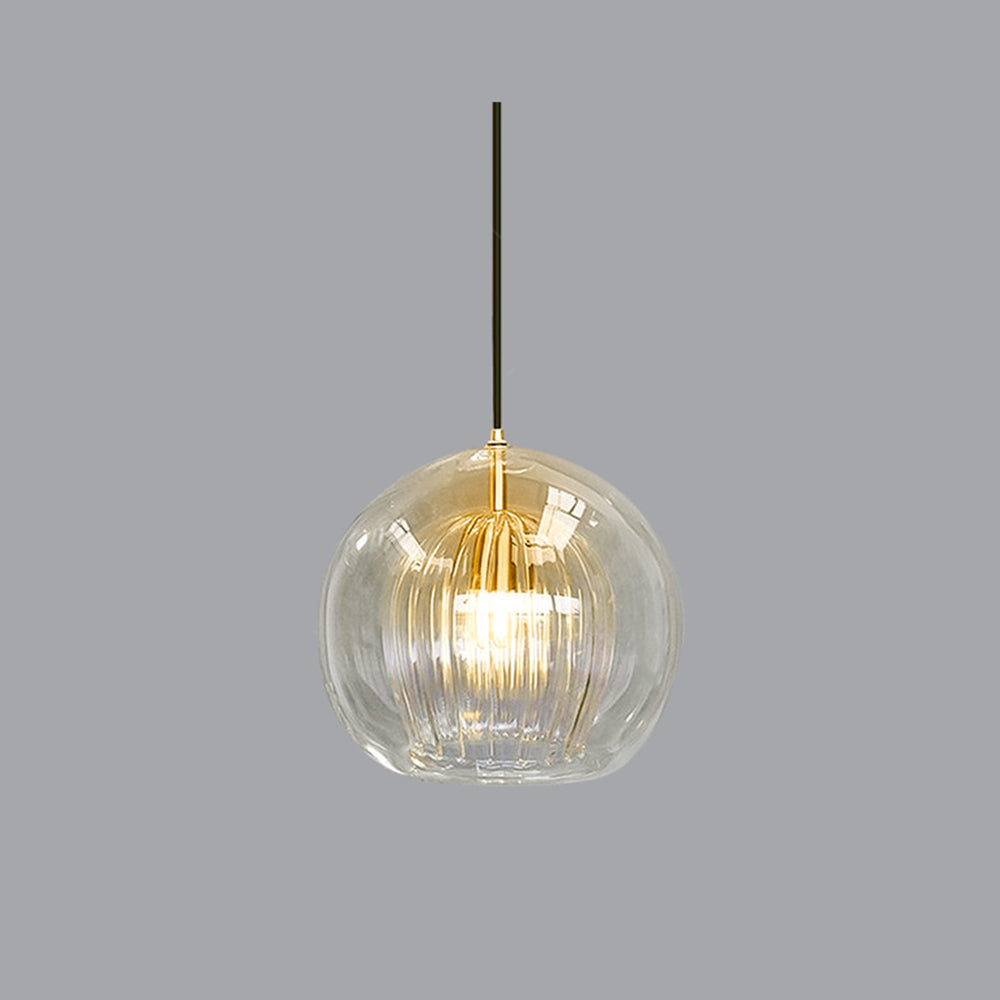 Clear Amber Glass Globe Pendant Light Hanging Ceiling Light