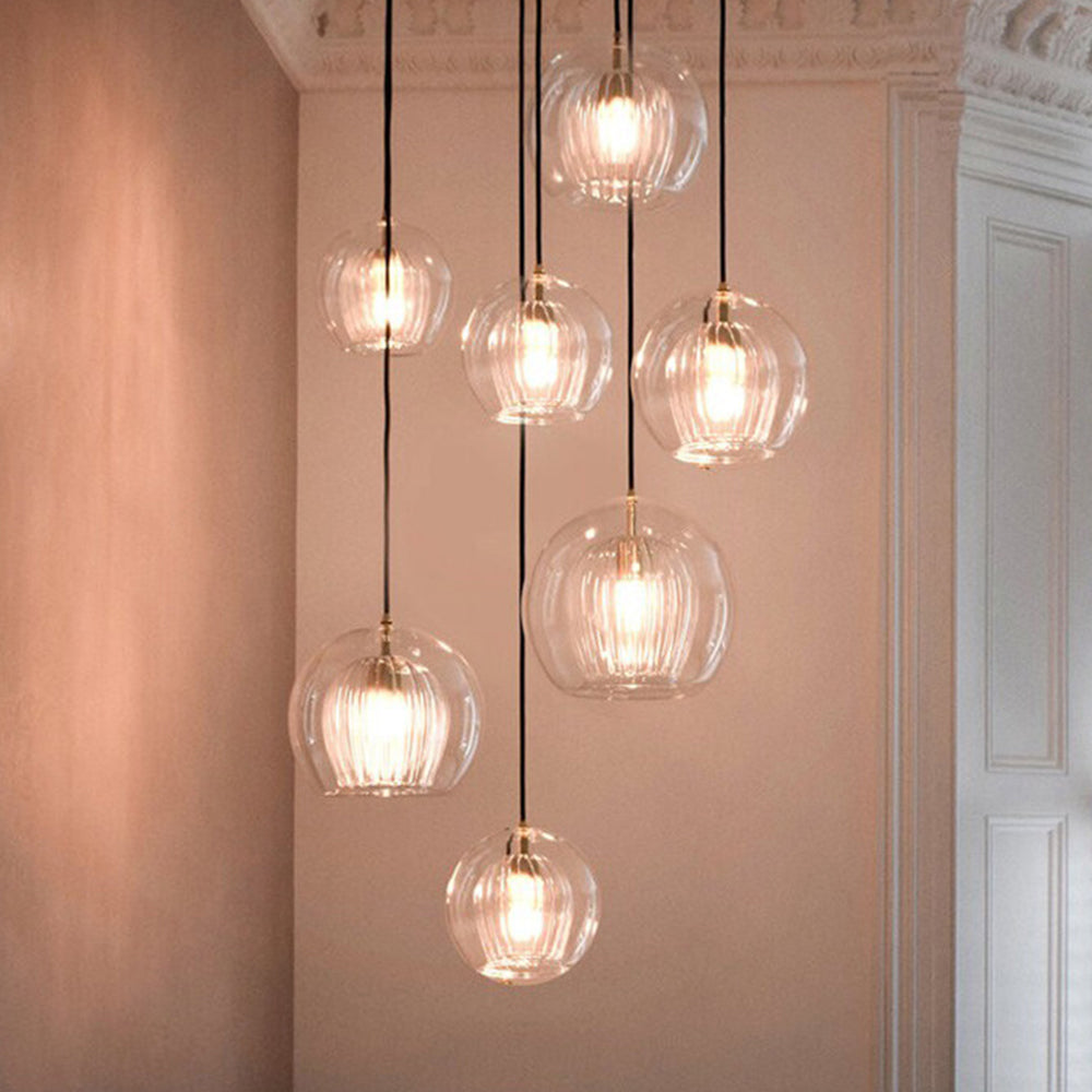 Clear Amber Glass Globe Pendant Light Hanging Ceiling Light