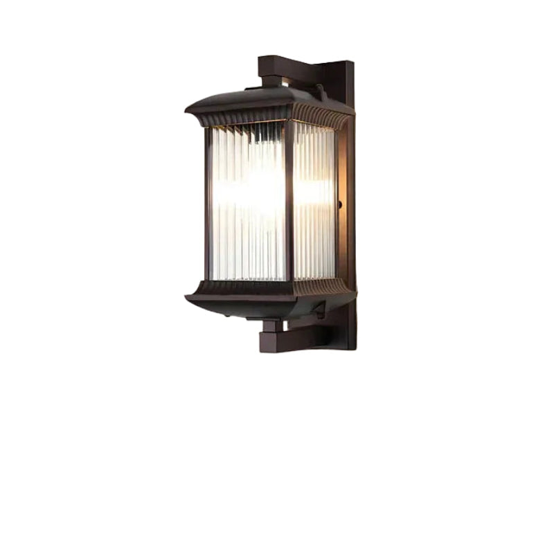 Ribbed Glass Outdoor Lantern Wall Light