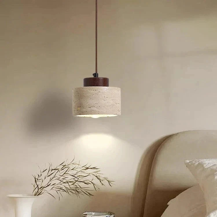 Pendant Light Travertine Stone Wood Minimalist Bedside Dining Room Bedroom