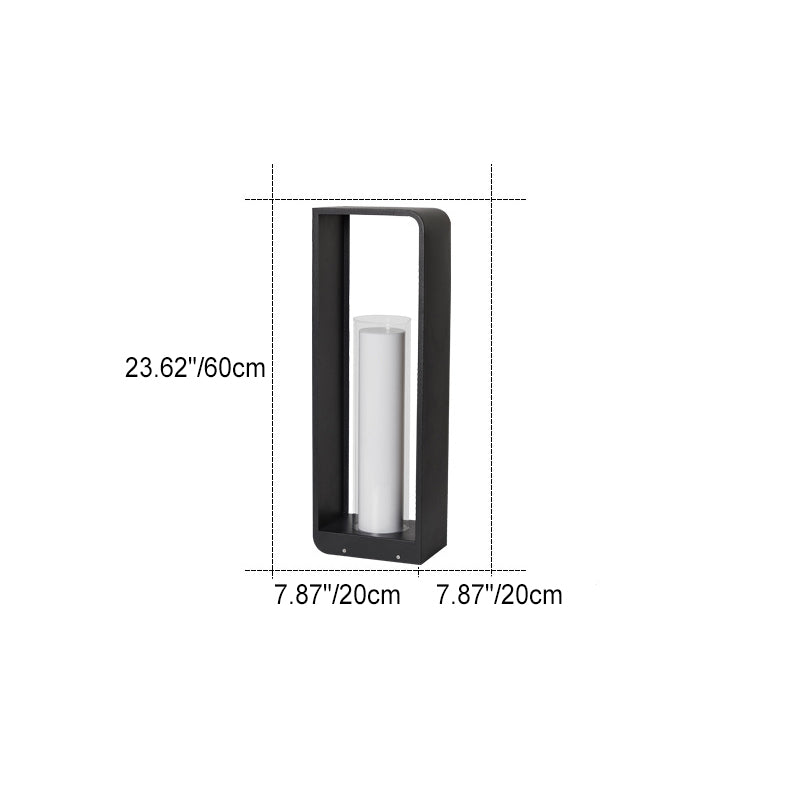 Garden Light Outdoor LED Stainless Steel Square Bollard Solar Waterproof Lawn Landscape Patio