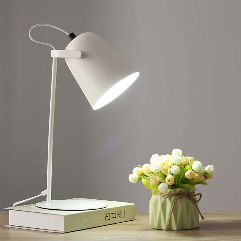 Table Lamp Metal Bucket Shade Macaron Colourful Nordic Bedside Living Room Bedroom