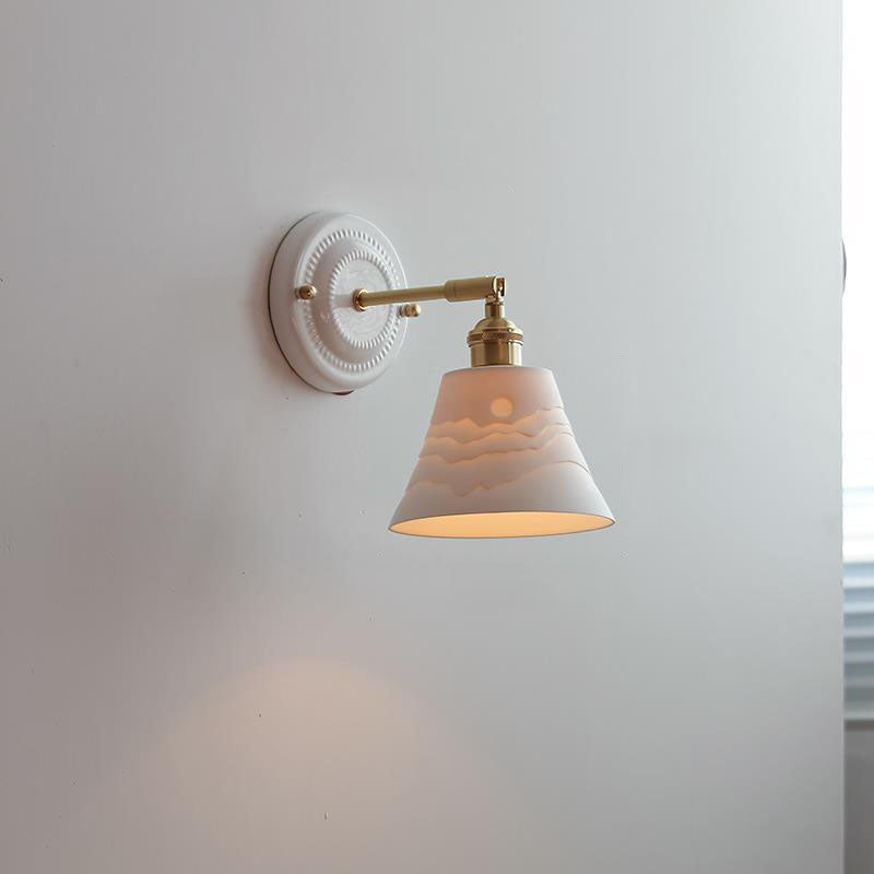 Wall Light Sconce Ceramic Brass Round Vintage Traditional Living Room Bedroom Hallway