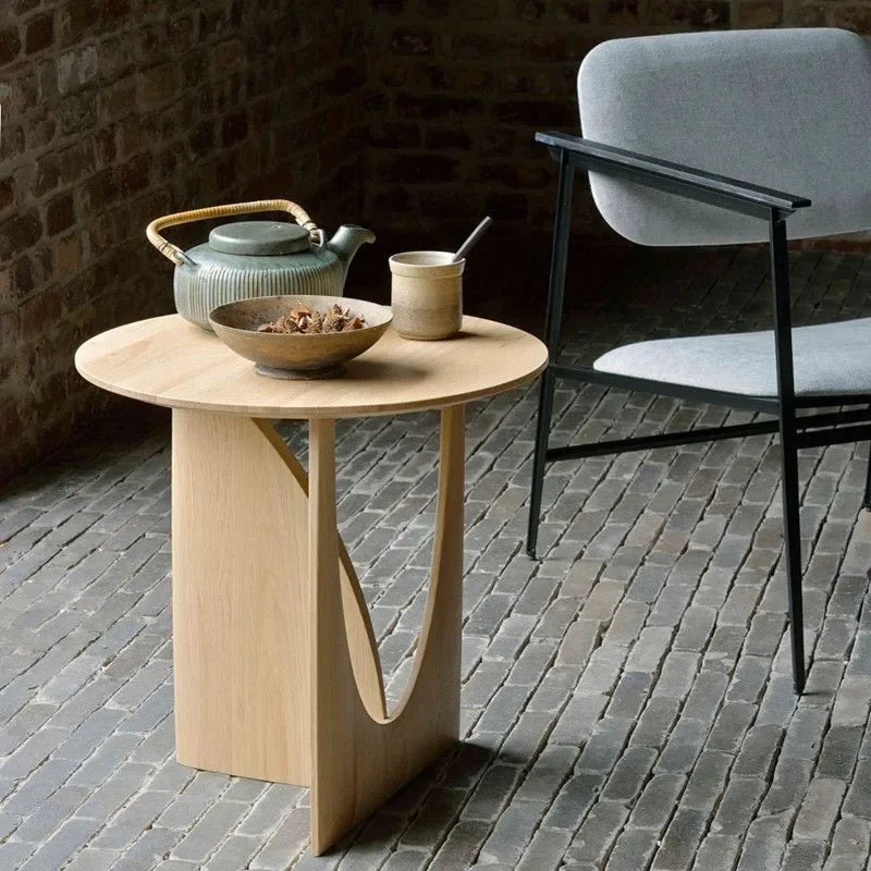Solid Wood Round Side Table 50 cm Scandinavian Design