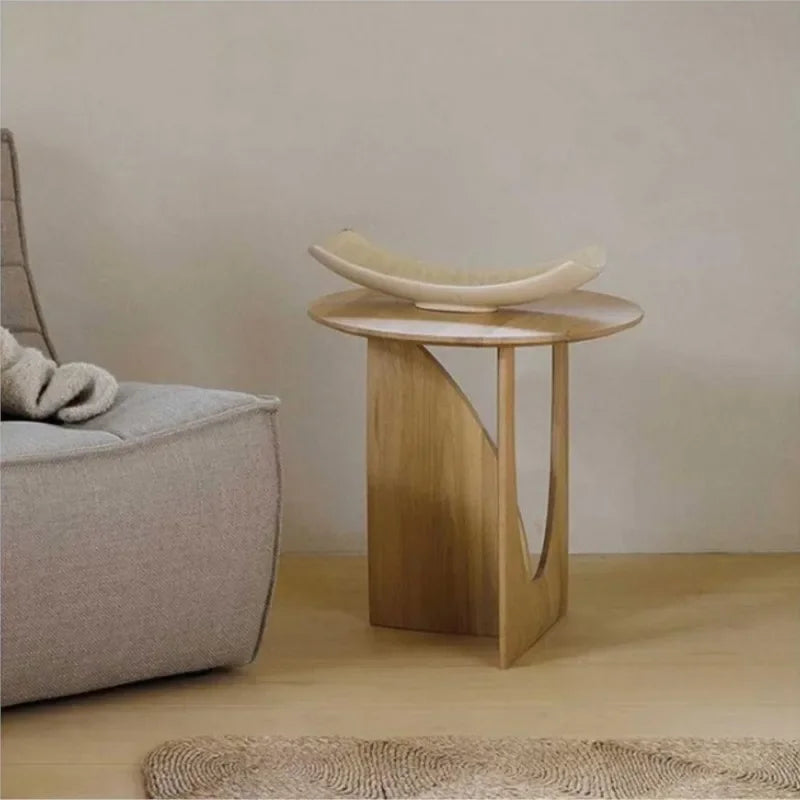 Solid Wood Round Side Table 50 cm Scandinavian Design