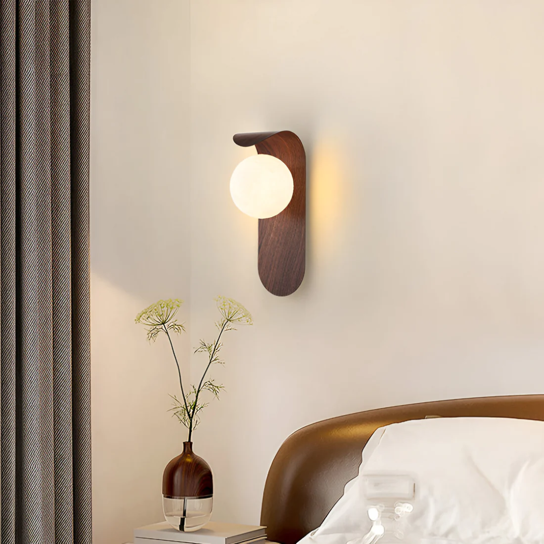 Wood Effect Globe Wall Sconce G9 LED Scandinavian Style