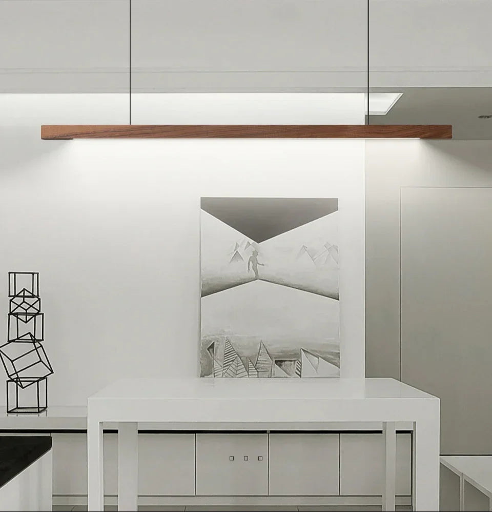 Wood Linear LED Pendant Light for Dining Tables and Islands