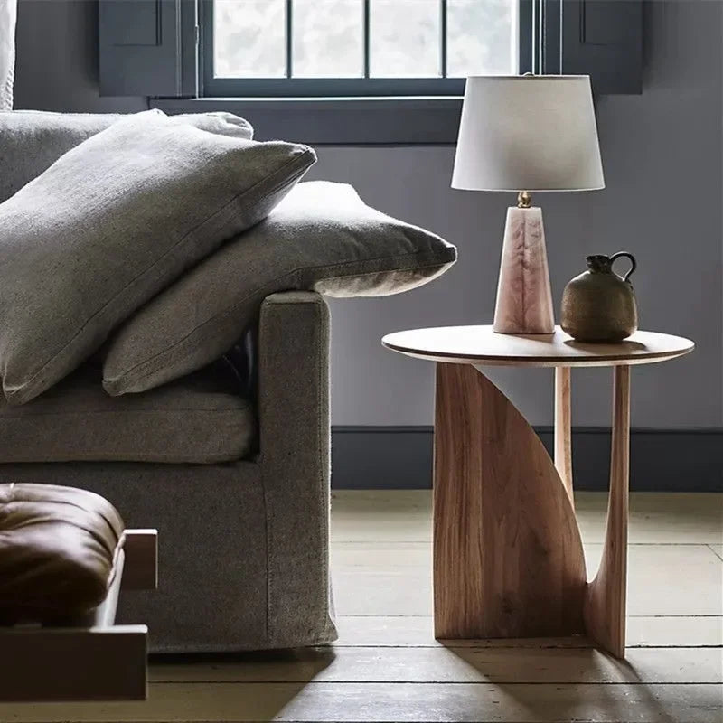 Solid Wood Round Side Table 50 cm Scandinavian Design