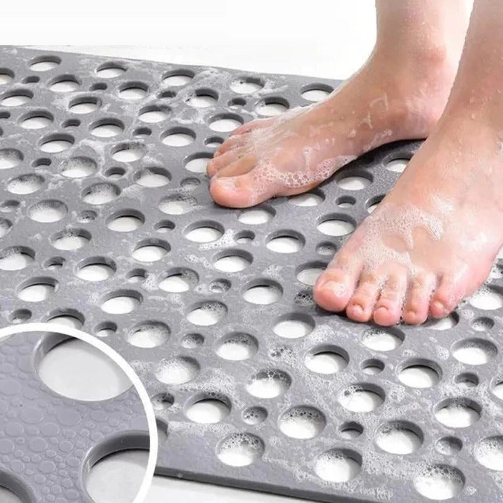 TPE Shower Mat with Suction Cups & Drainage Holes