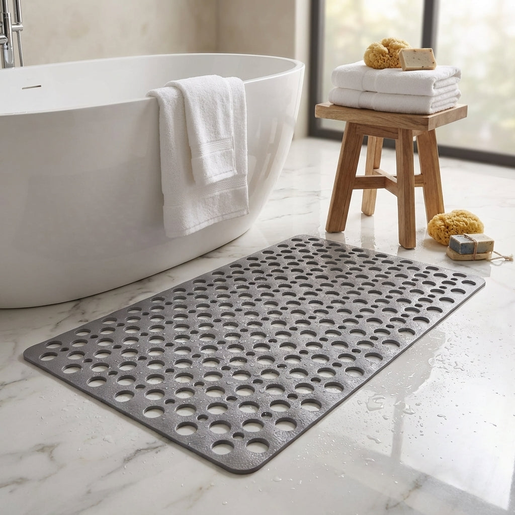 TPE Shower Mat with Suction Cups & Drainage Holes