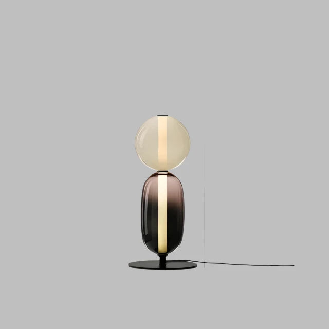 Table Lamp with Frosted Glass Globe and Smoked Glass Base