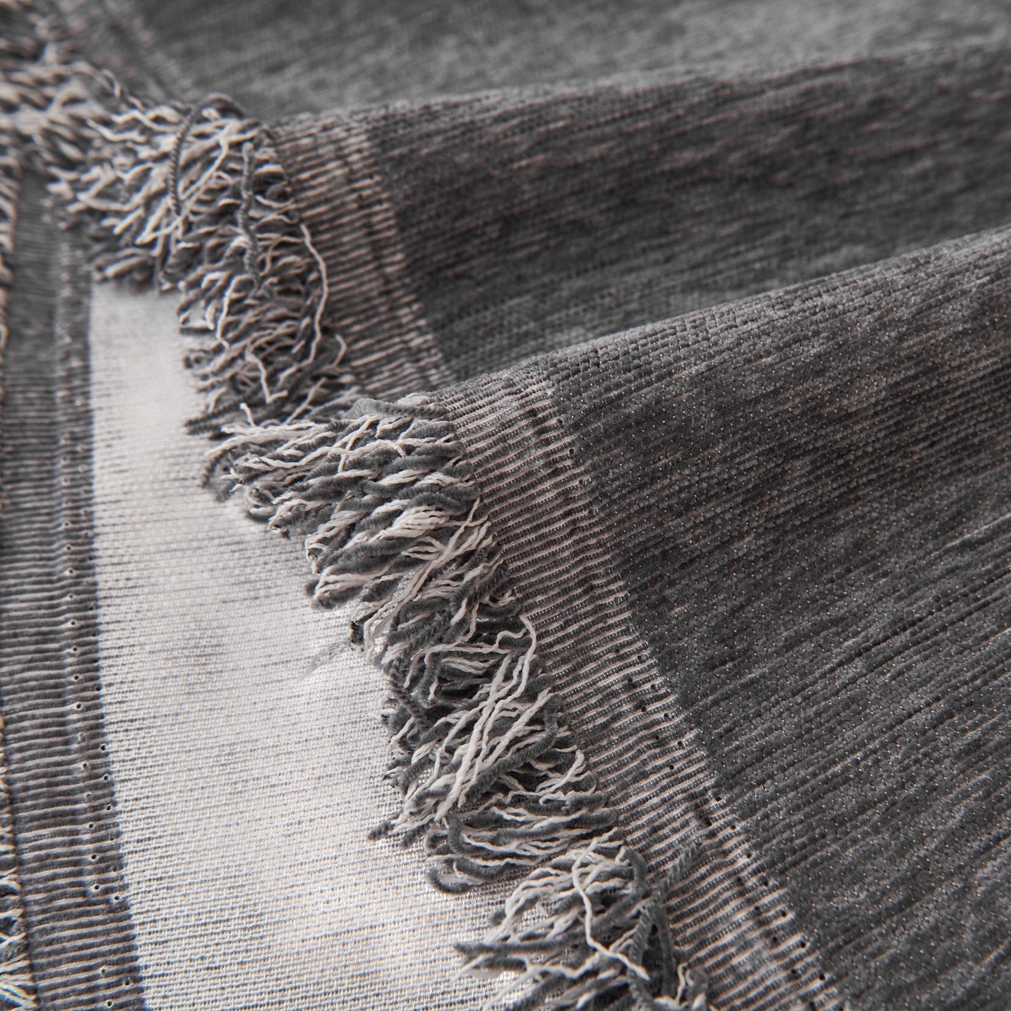 Textured Sofa Cover with Fringed Edges