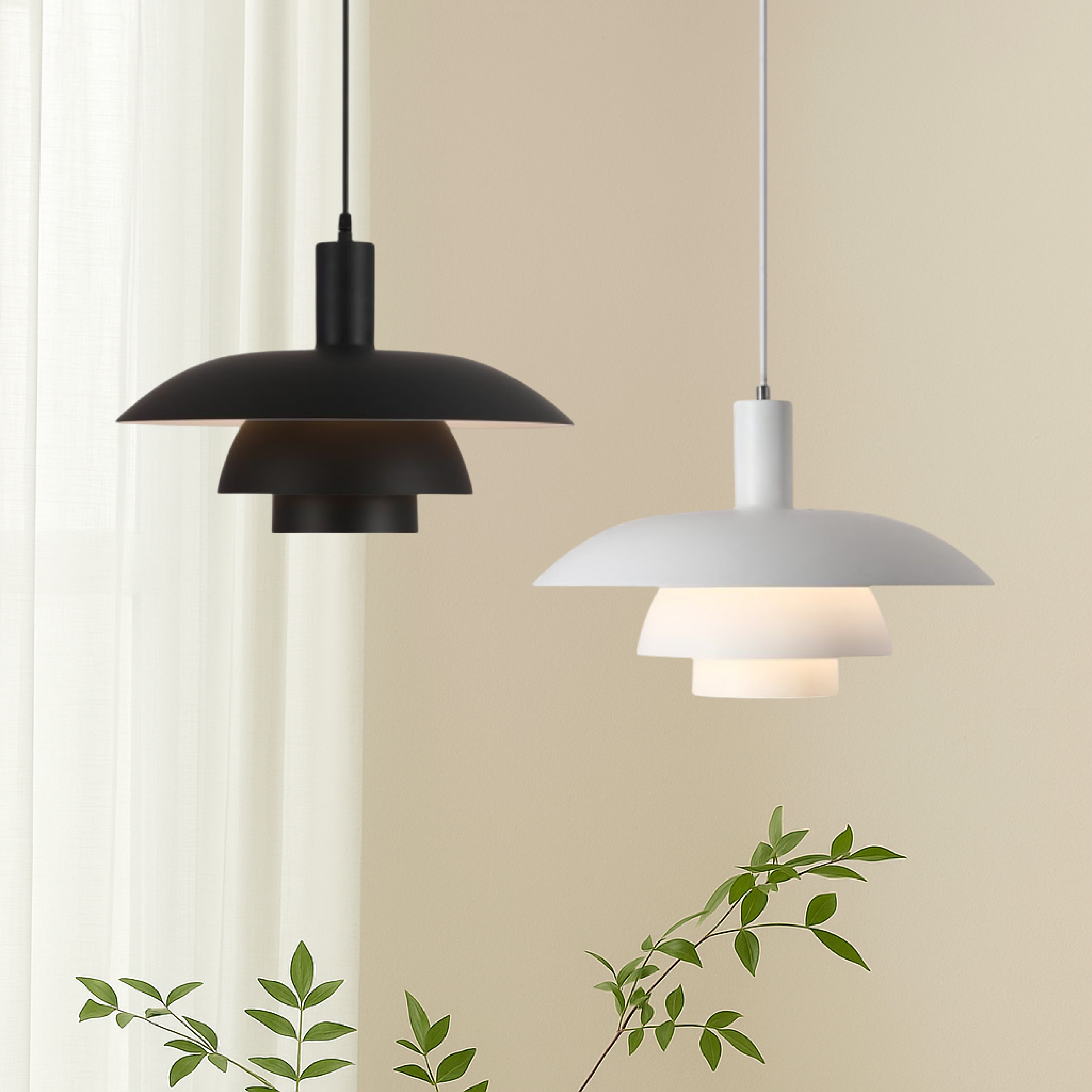 Tiered Metal Pendant Light with Layered Dome Shade