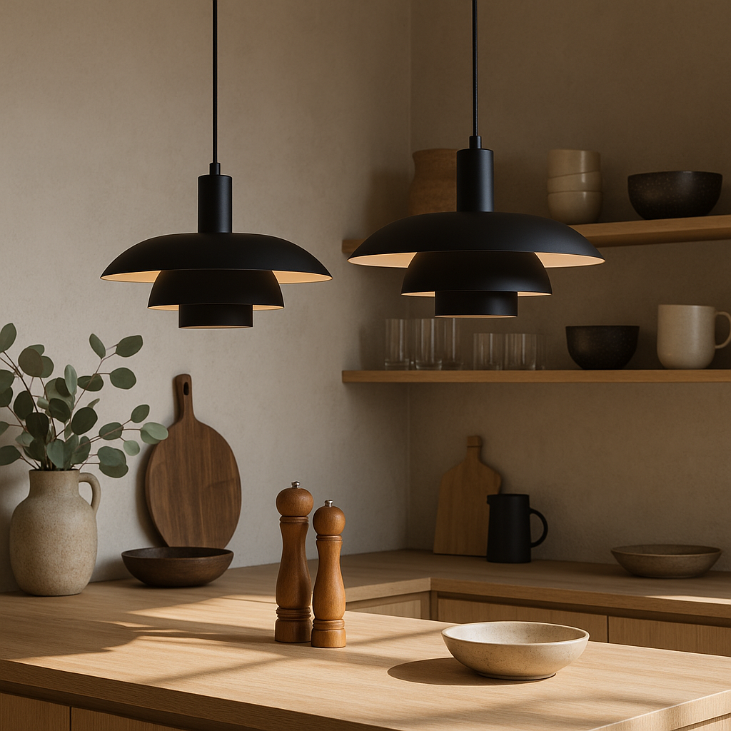 Tiered Metal Pendant Light with Layered Dome Shade