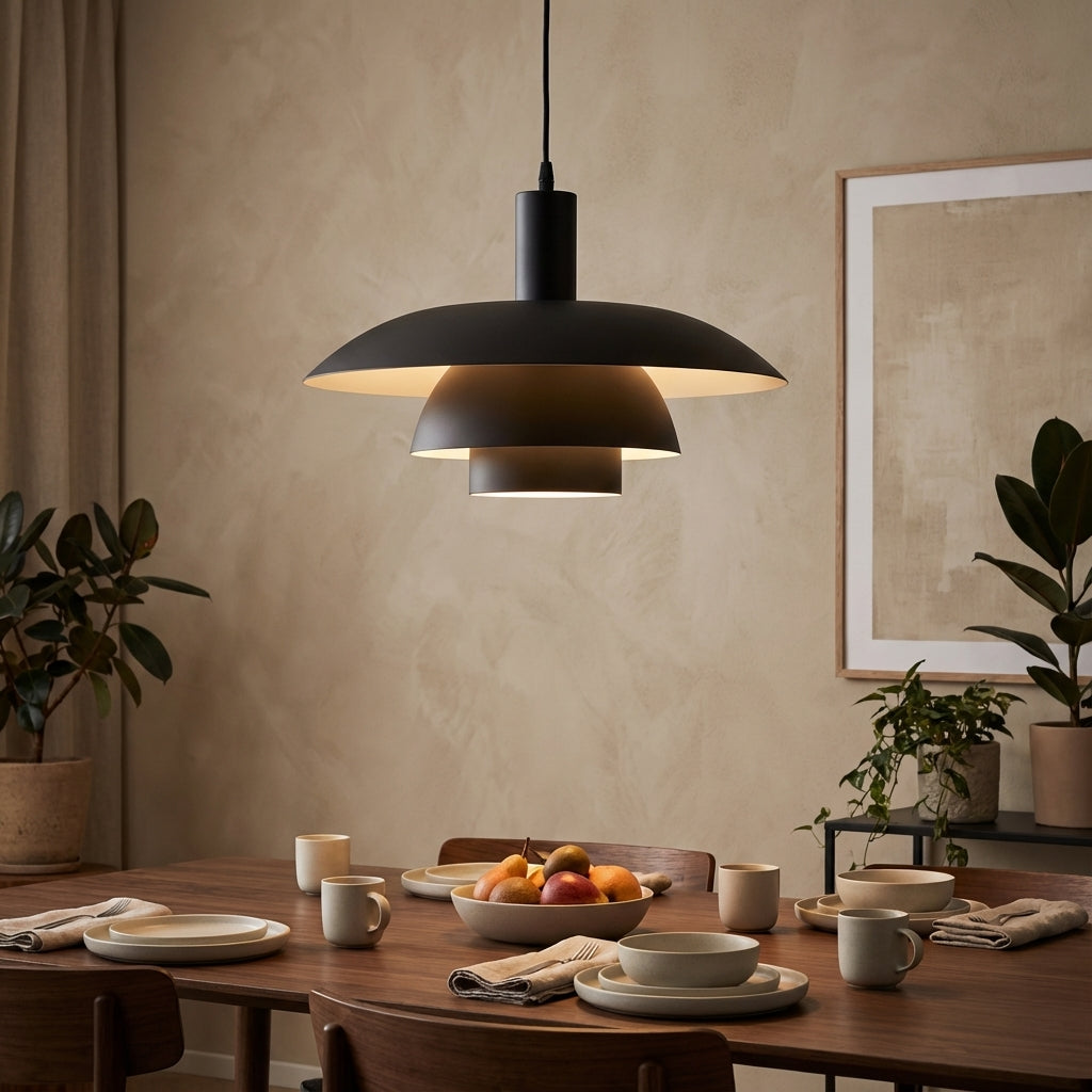 Tiered Metal Pendant Light with Layered Dome Shade