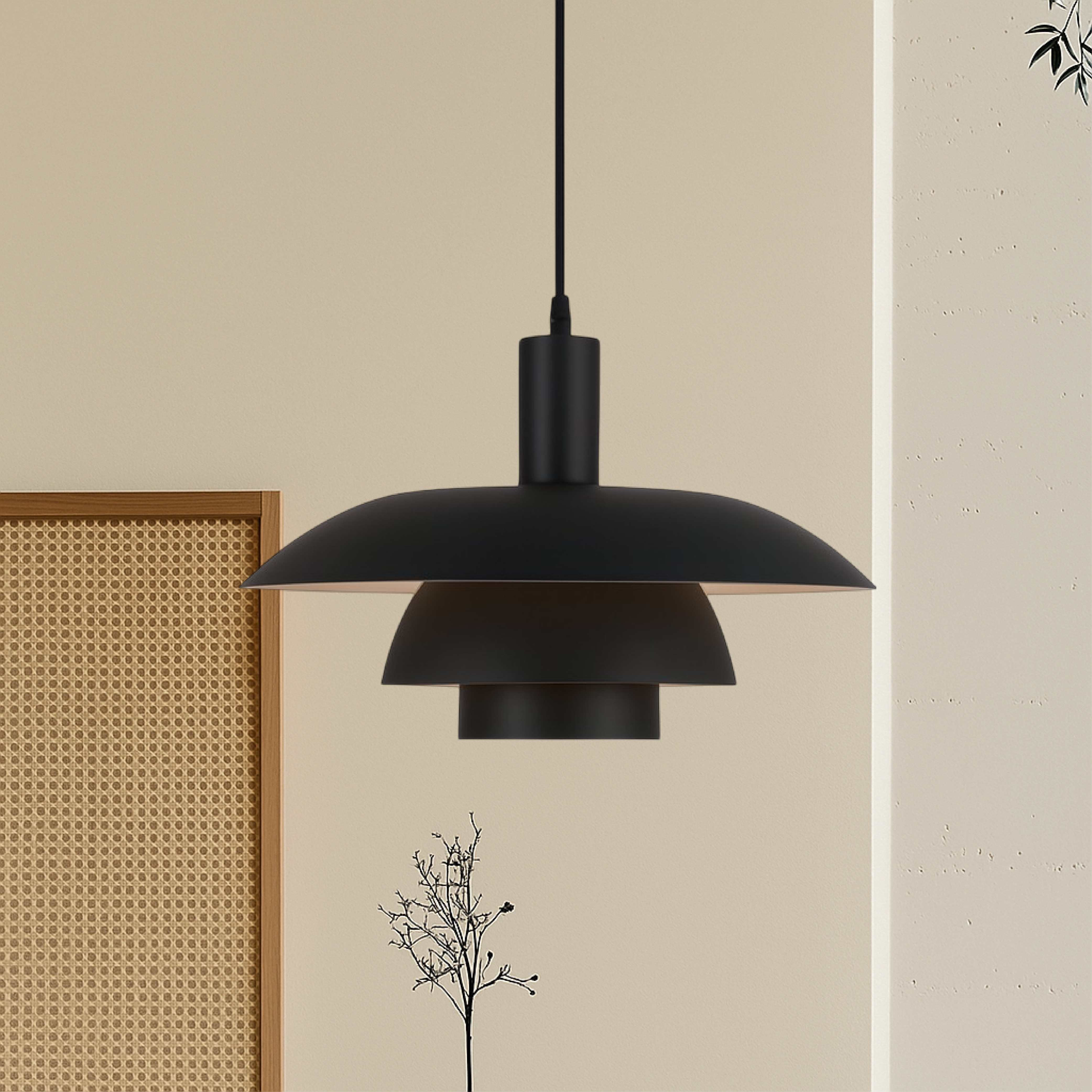 Tiered Metal Pendant Light with Layered Dome Shade