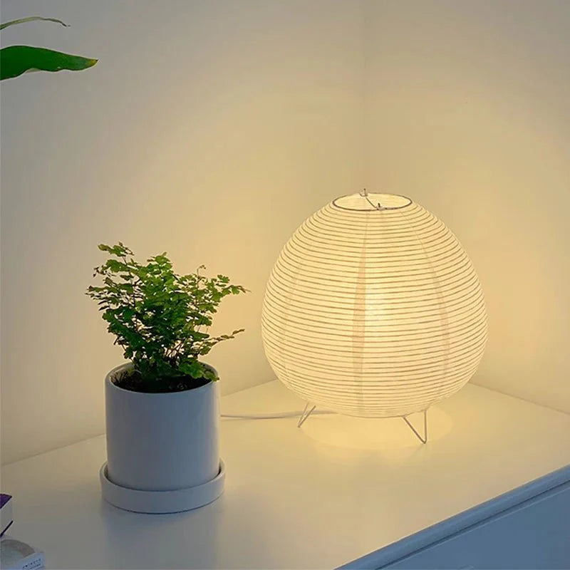 Paper Table Lamp Aluminium Base E14 Wabi Sabi Desk Light