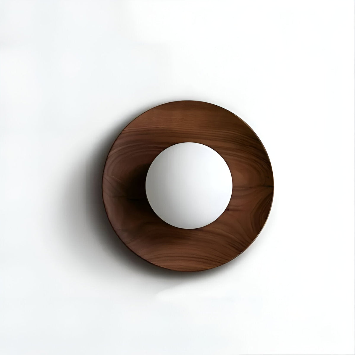 Wall Light LED Solid Wood Round Disc Minimalist Nordic Bedroom Hallway Reading