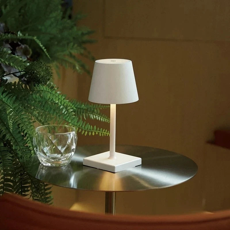 Mini Cordless Table Lamp Bistro Style Rechargeable Aluminium IP66 Touch Dimmable 3 Colour Temperature