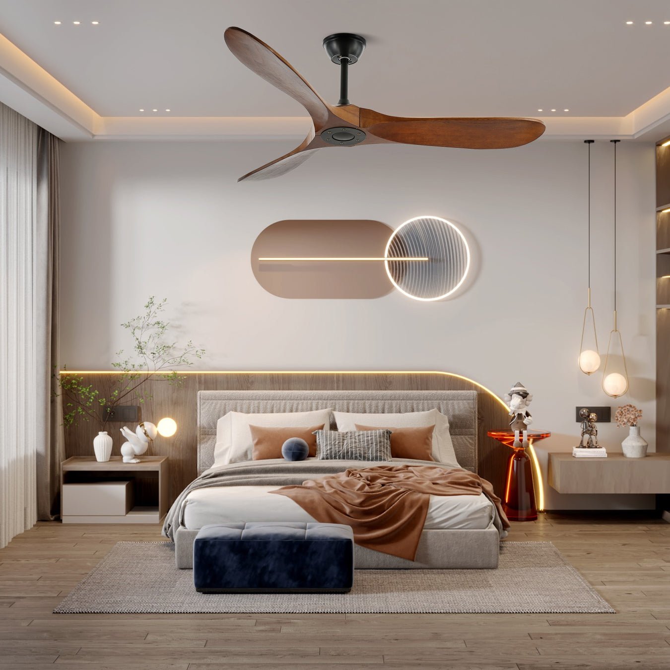 Wood Ceiling Fan with Remote Control