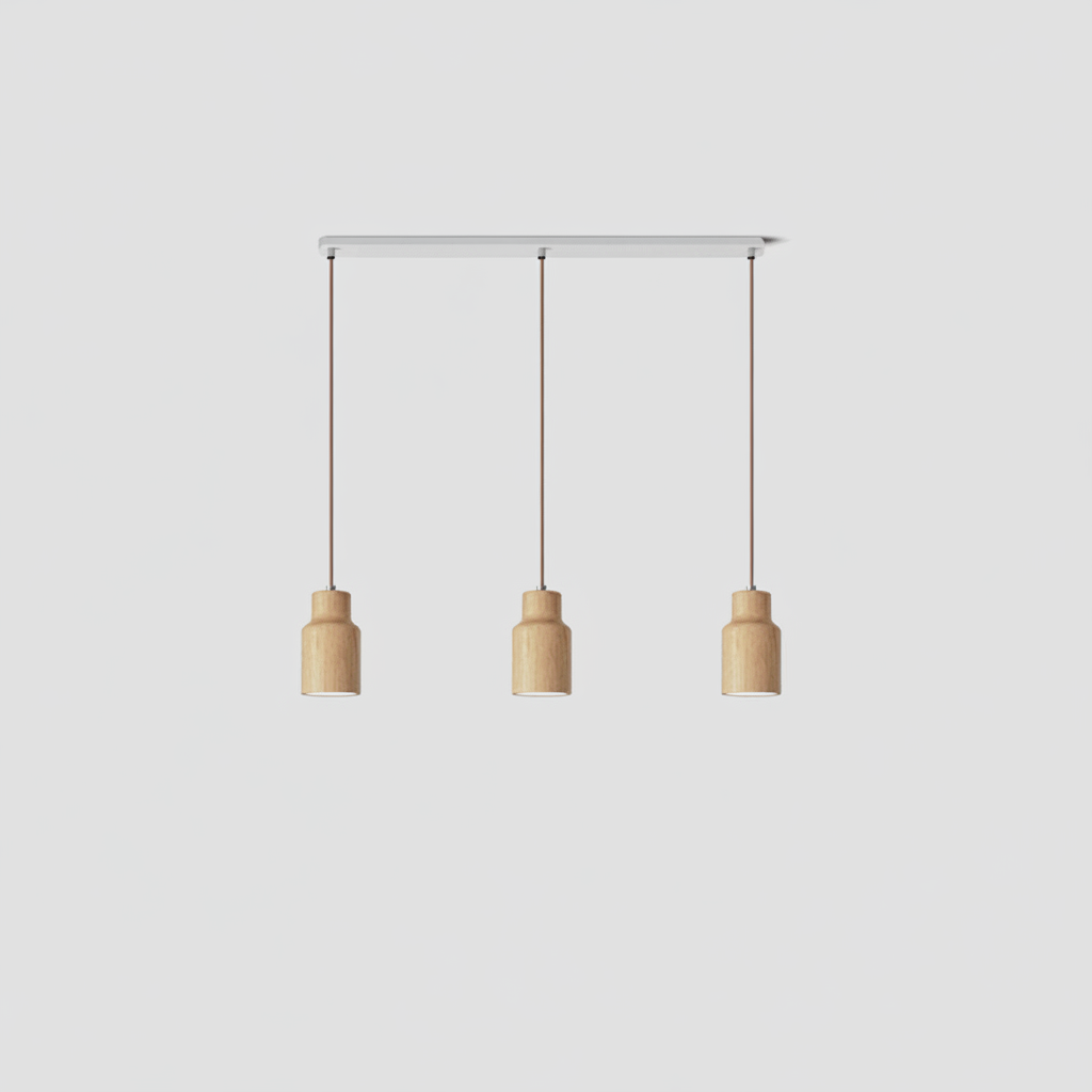 Wooden Pendant Light with Solid Wood Shade