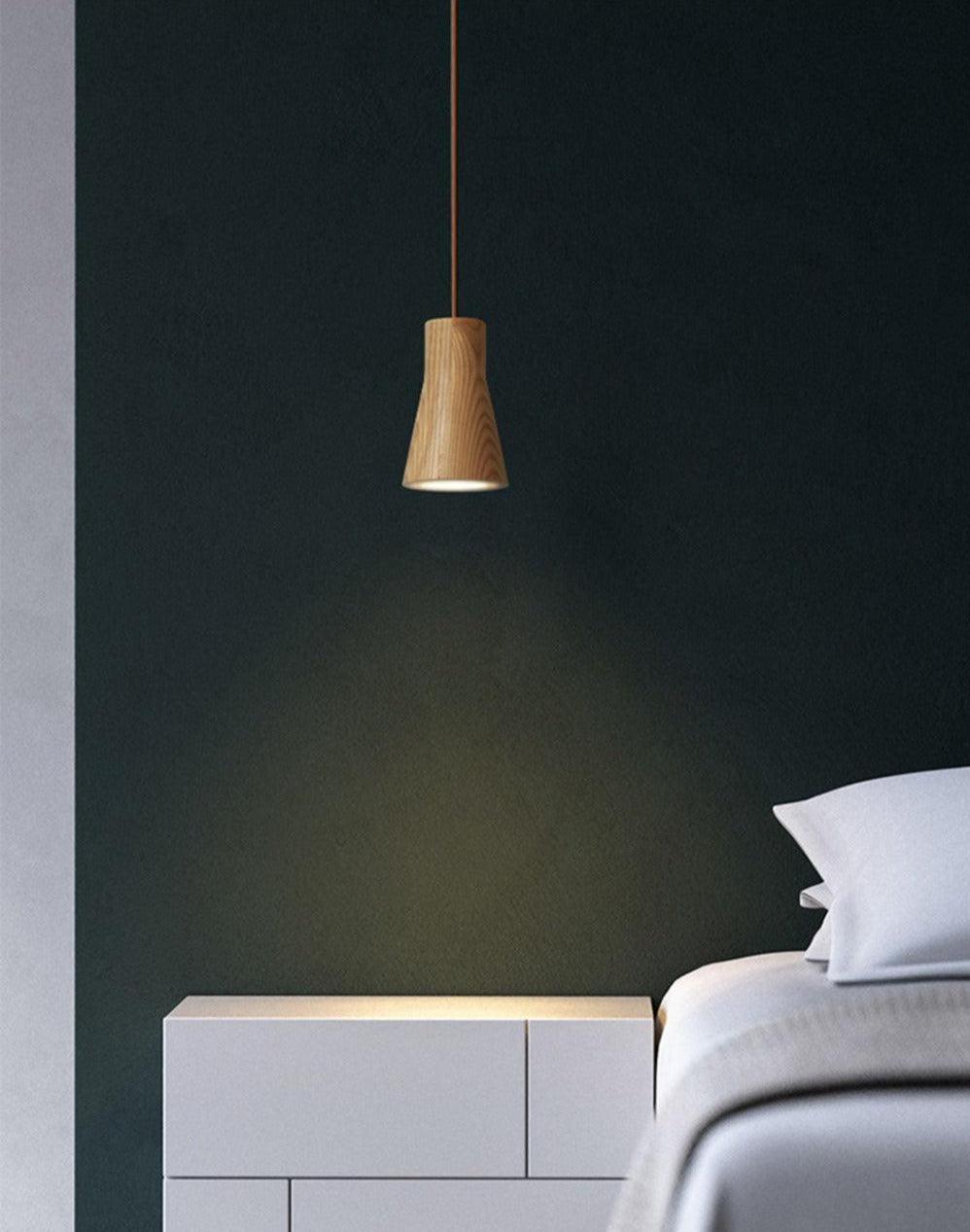Wooden Pendant Light with Solid Wood Shade