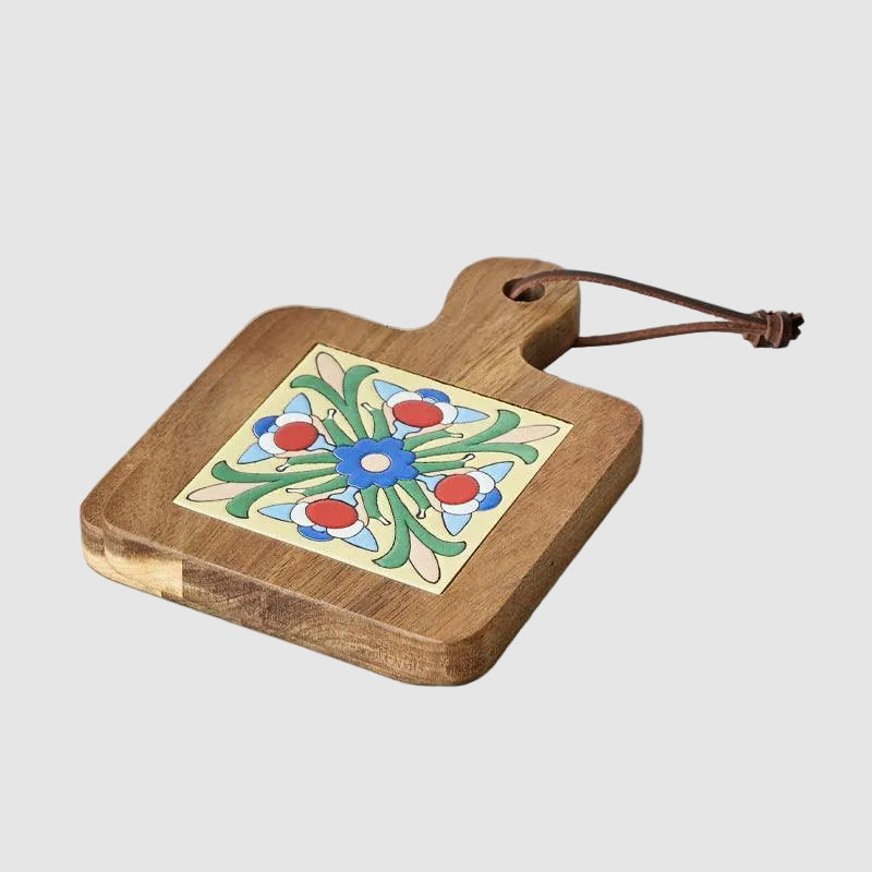 Wooden Trivet with Ceramic Tile Insert