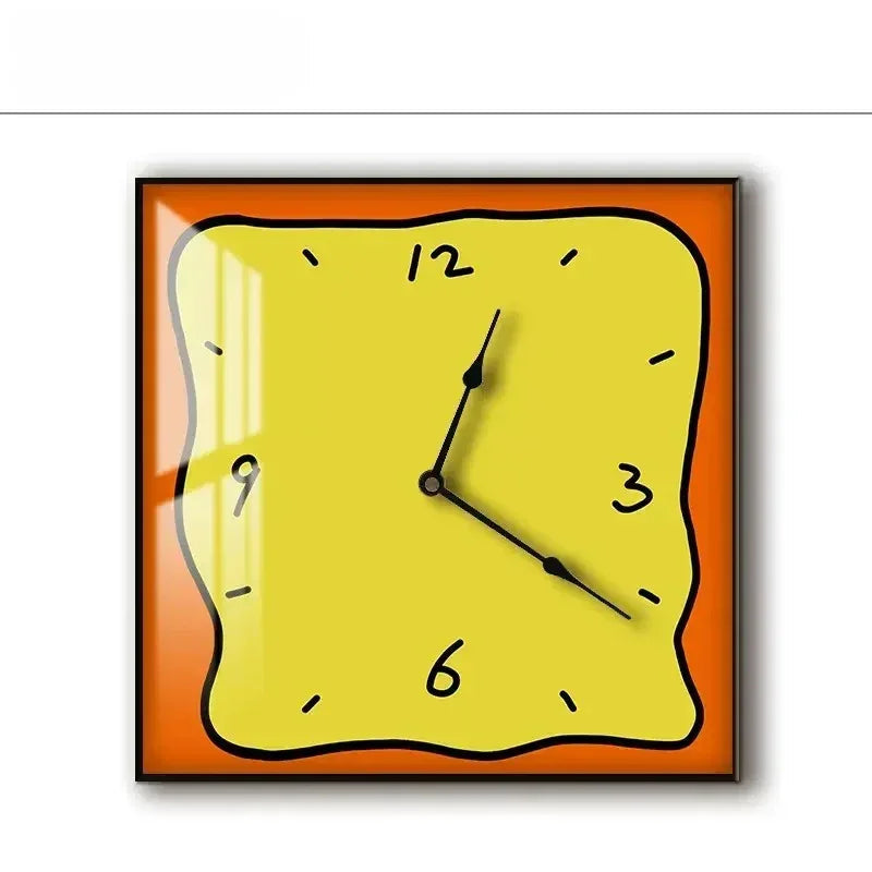 Silent Wall Clock Square Graffiti Art Face Quartz Movement