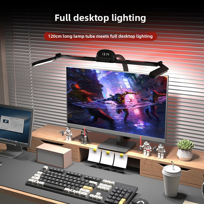 Dual Head LED Desk Lamp Foldable Gooseneck Touch Control Monitor Light Bar Home Office Study