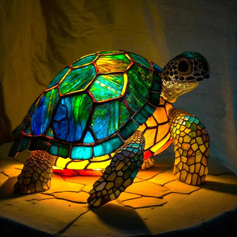 Stained Glass Lamp Animal Table Lamp Resin Base Bedside Night Light Gift