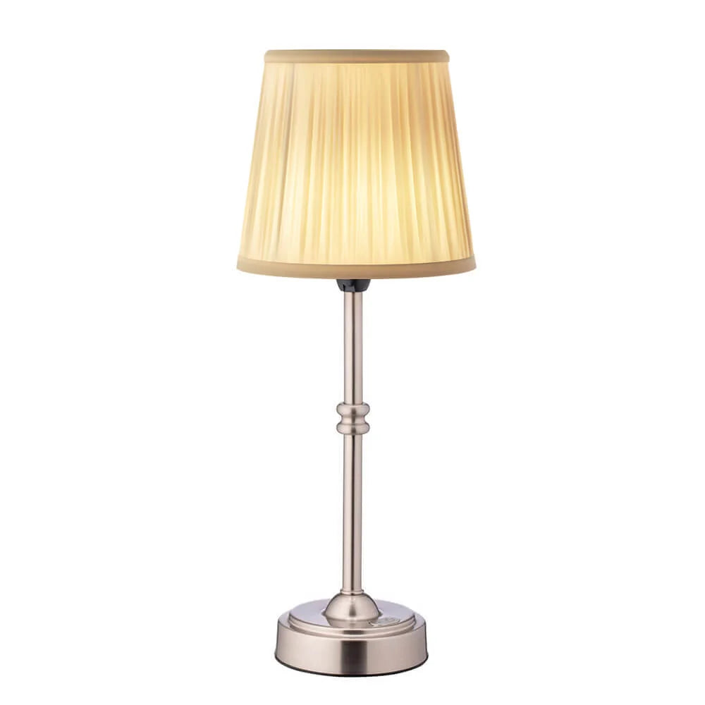 Cordless Table Lamp Retro Candlestick Base Interchangeable Shade Rechargeable LED Touch Dimmable Bedside