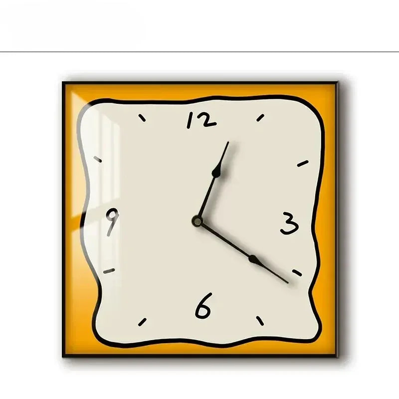 Silent Wall Clock Square Graffiti Art Face Quartz Movement