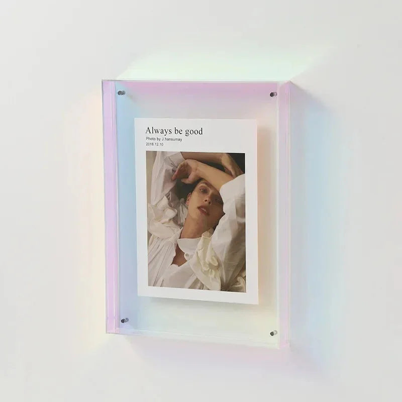 Acrylic Picture Frame with Coloured Edge for Wall and Desk
