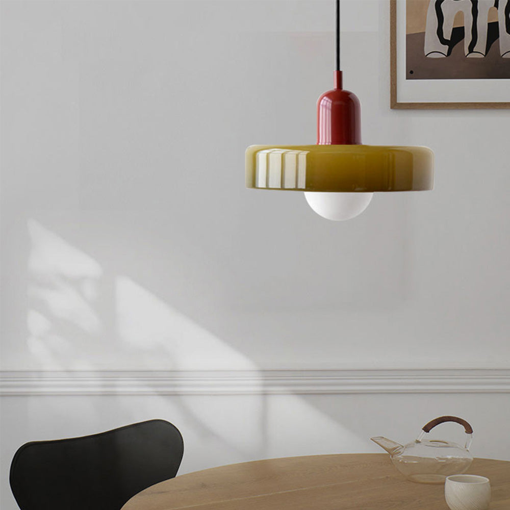 Pendant Light Bauhaus Coloured Glass Disc Retro Kitchen Island Dining Table Cafe