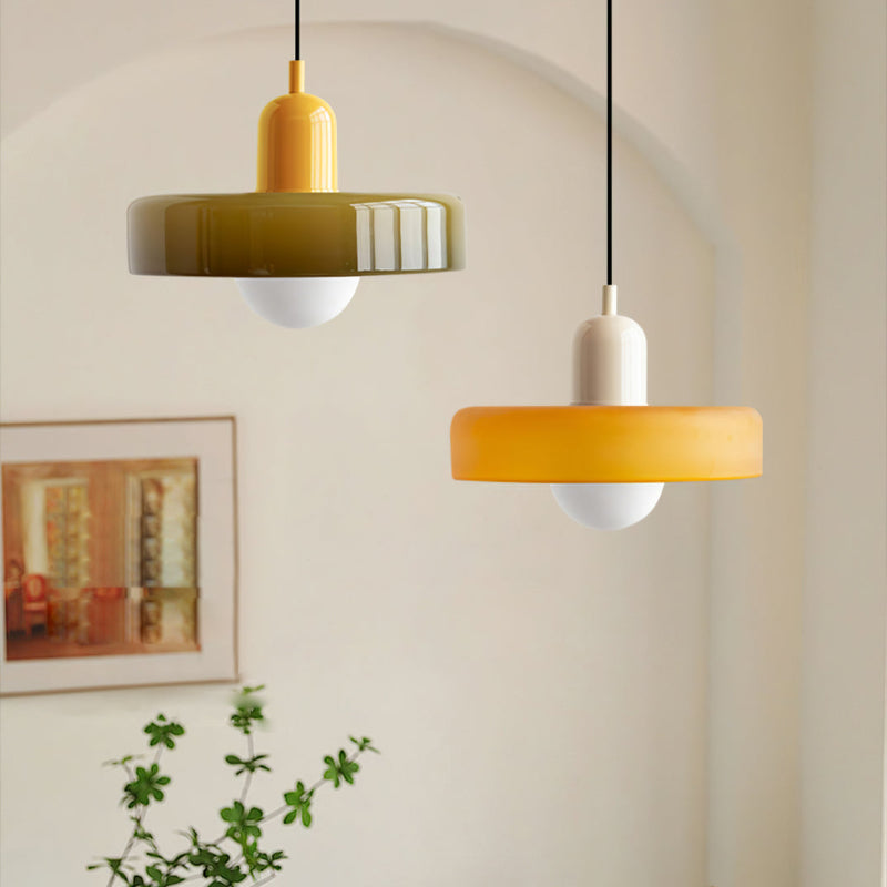 Pendant Light Bauhaus Coloured Glass Disc Retro Kitchen Island Dining Table Cafe