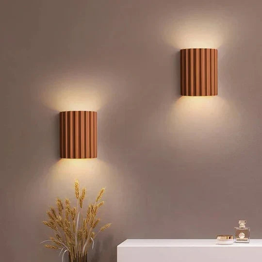 Wall Sconce Fluted Resin G9 Half Cylinder Modern Hallway Stairway Bedroom