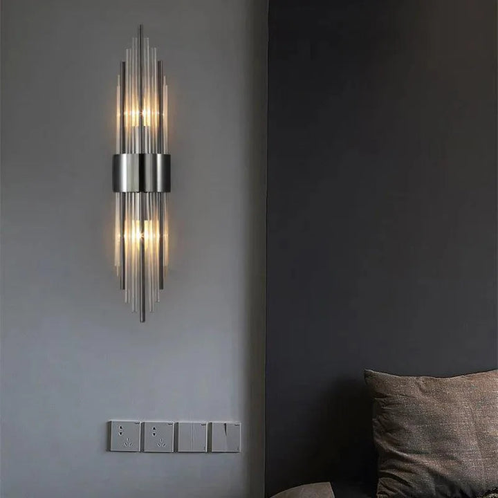Crystal Wall Sconce LED Stainless Steel Glam Hotel Style Hallway Bedroom Living Room