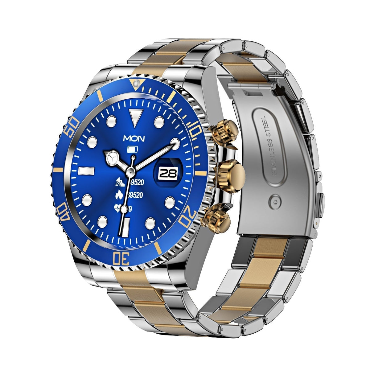 Smart Watch Stainless Steel Band Fitness Tracker Heart Rate Sleep Call Notifications IP68