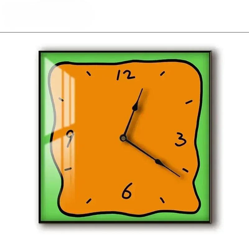 Silent Wall Clock Square Graffiti Art Face Quartz Movement