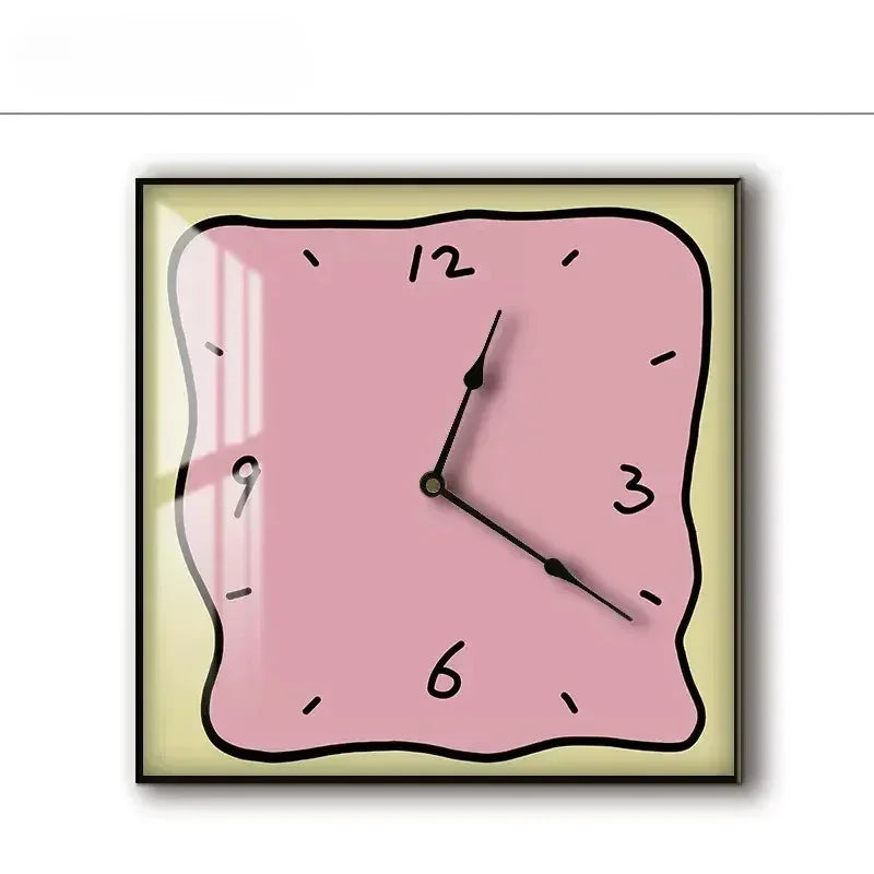 Silent Wall Clock Square Graffiti Art Face Quartz Movement