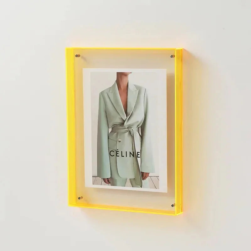 Acrylic Picture Frame with Coloured Edge for Wall and Desk