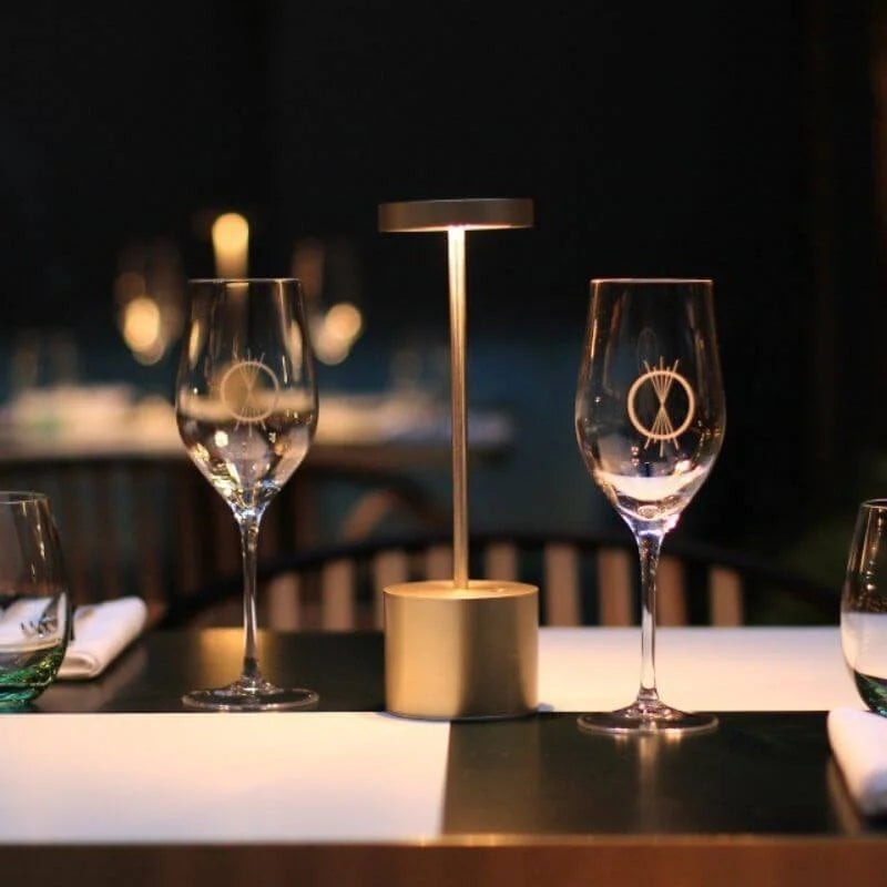 Cordless Table Lamp LED Aluminium Slim Stem Rechargeable Dimmable IP54 Restaurant Dining Bedside