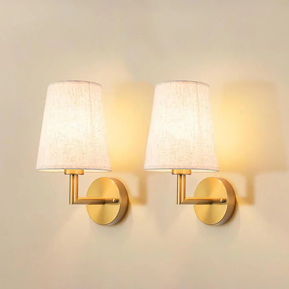 Battery Wall Sconce Set of 2 Rechargeable Remote 3 Colour Light Dimmable Fabric Lampshade Living Room