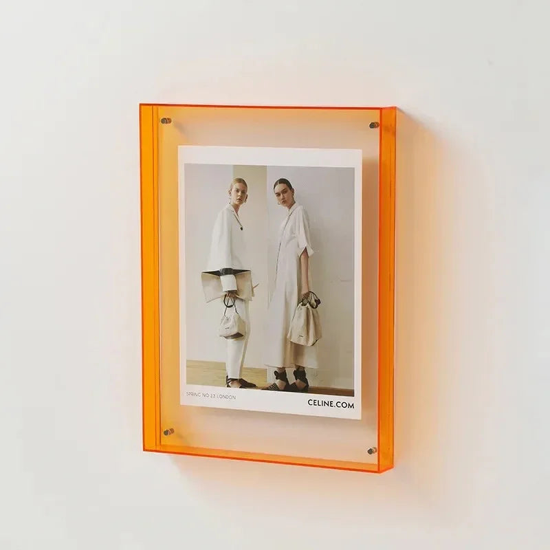Acrylic Picture Frame with Coloured Edge for Wall and Desk