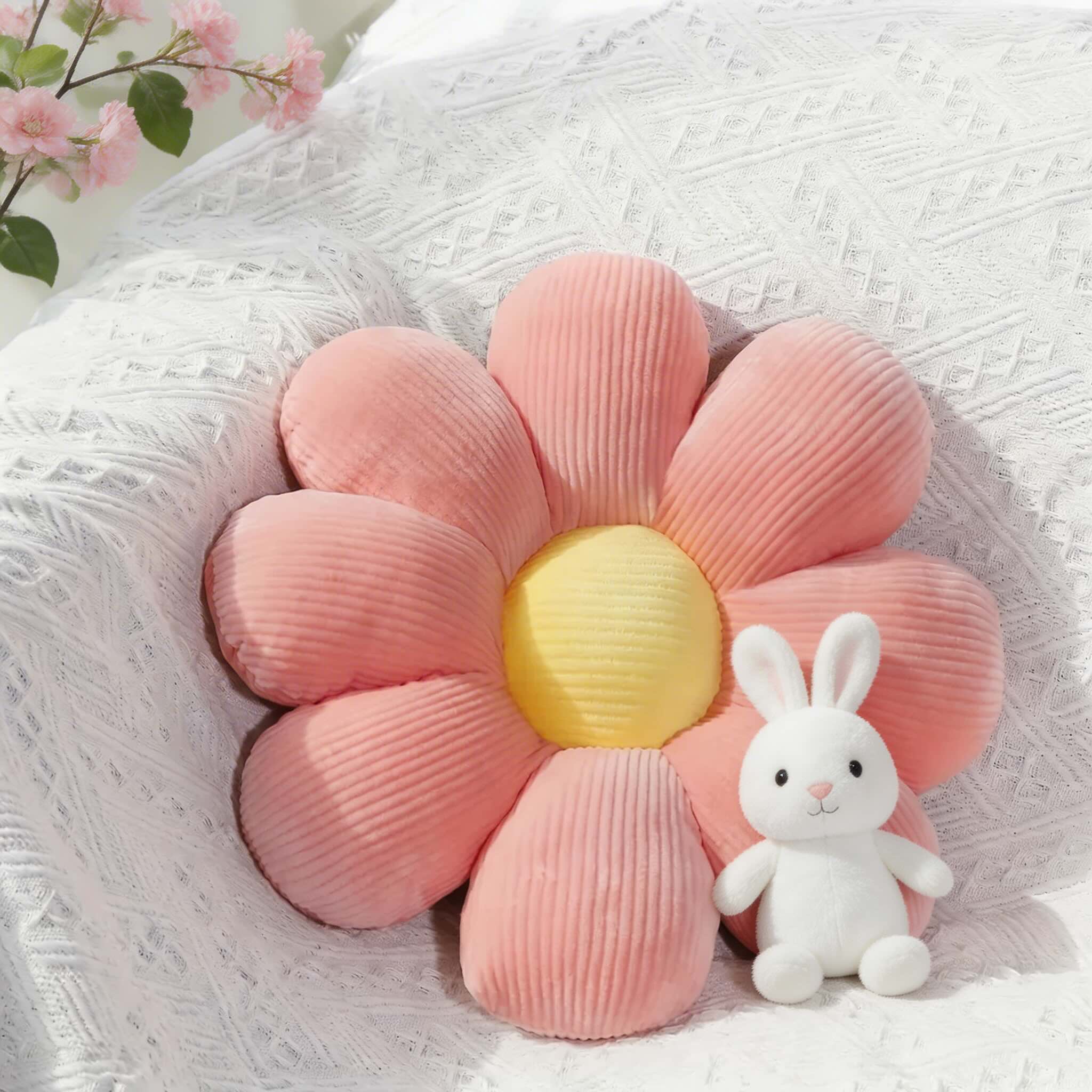 Sunflower Floral Cushion with Soft Plush Seat Pad
