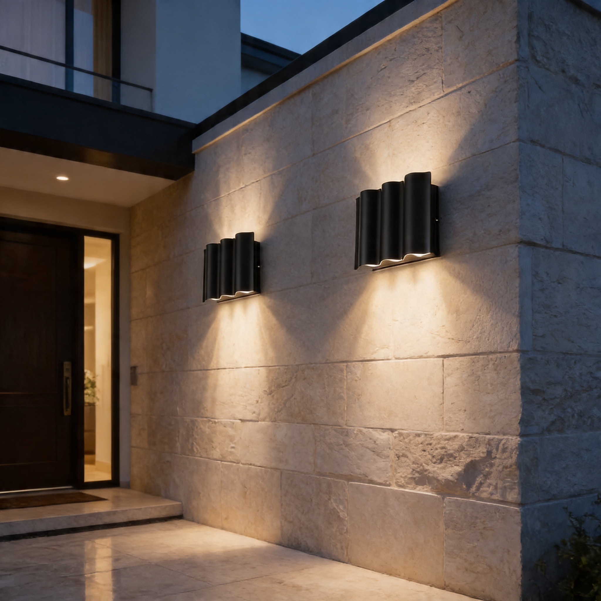 Outdoor Up and Down Wall Light in Black with IP65 LED