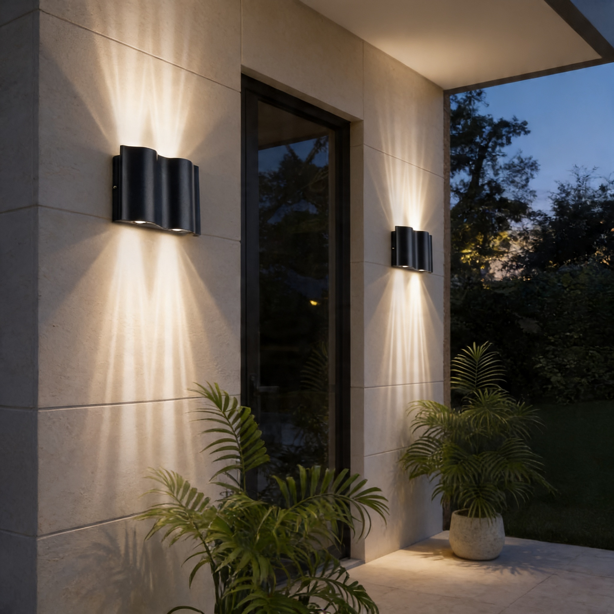 Outdoor Up and Down Wall Light in Black with IP65 LED