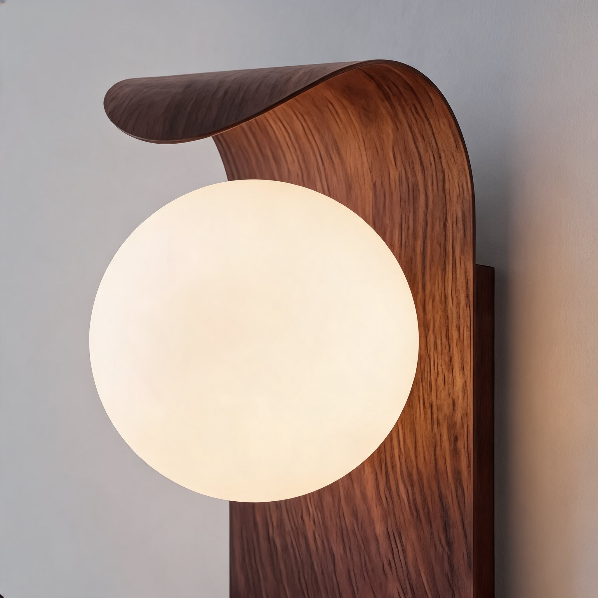 Bentwood Wall Sconce with Opal Glass Shade for Bedrooms