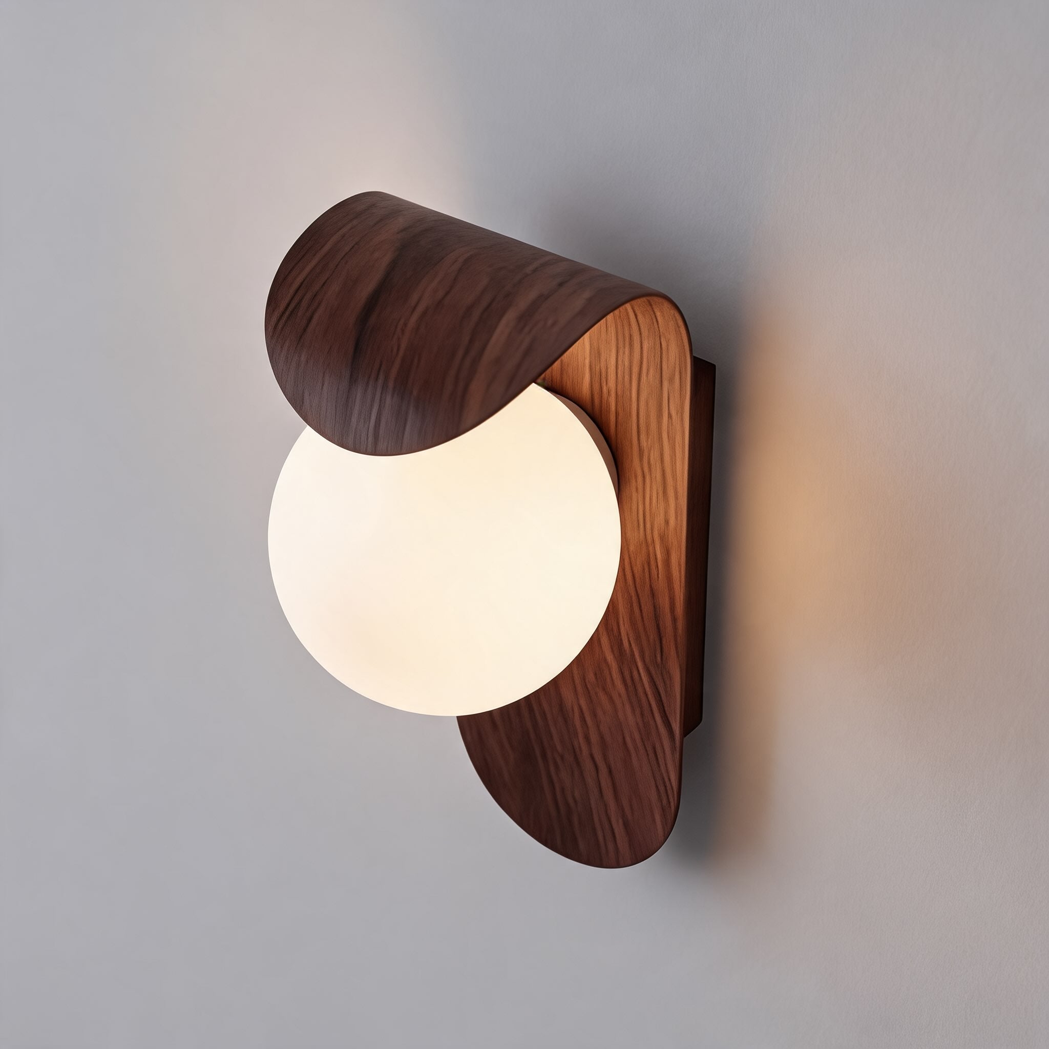 Bentwood Wall Sconce with Opal Glass Shade for Bedrooms
