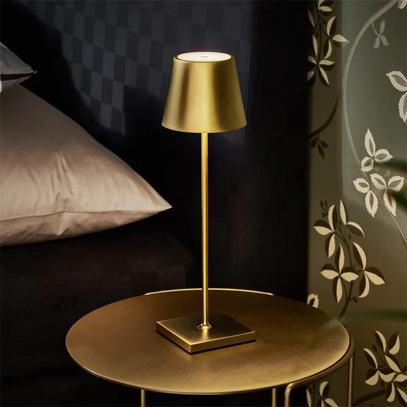 Cordless Table Lamp Tall Bistro Style Rechargeable Aluminium LED Touch Dimmable Restaurant Dining
